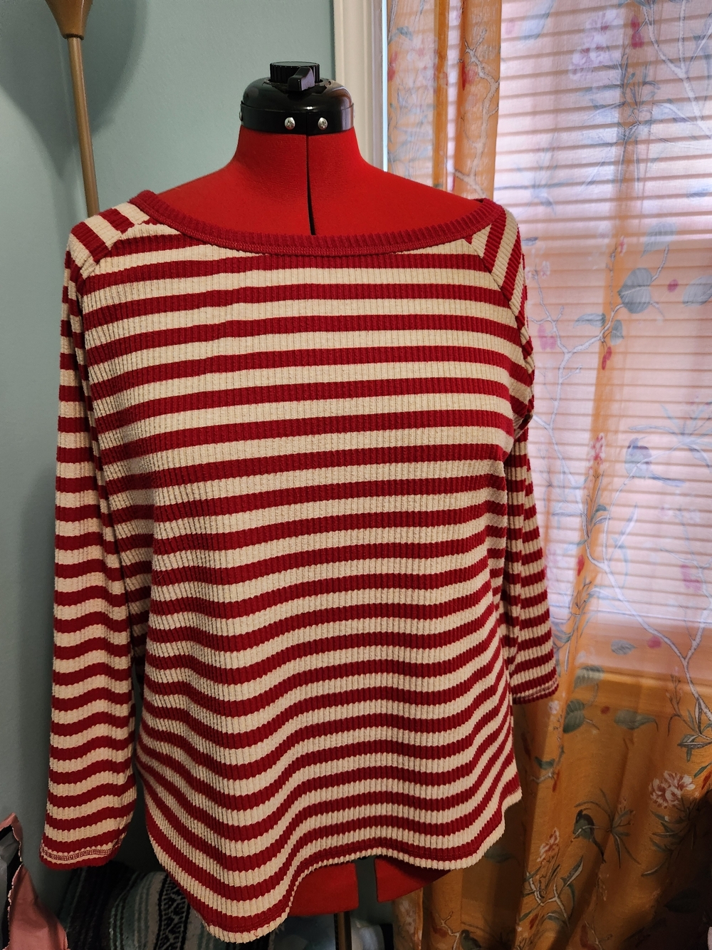 torrid Red and Cream Boatneck Shirt